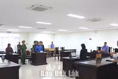 An overview of the first-instance trial of Y Nuen Ayun, 59, a resident in Ea Phe commune, Dak Lak province. (Photo: baodaklak.vn) 