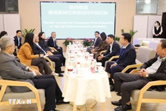 The meeting between the Vietnam Journalists’ Association delegation and their peers from the All-China Journalists Association in Beijing on November 4 (Photo: VNA)