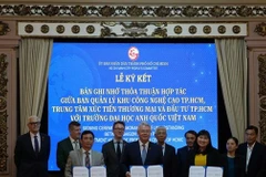 Signing ceremony of cooperation agreement to build an international-standard High-Tech Skills Training Centre in HCM City on February 12. (Photo: VNS)