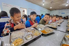 Students at Xin Chai Primary and Secondary Boarding School for Ethnic Minorities in Vi Xuyen district, Ha Giang province. (Photo: VNA) 