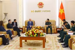 The meeting between Deputy Prime Minister and Minister of National Defence General Phan Van Giang and Canadian Ambassador to Vietnam James Nickel in Hanoi on June 23 (Photo: nhandan.vn)