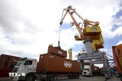 Handling cargo at Tan Vu port in Hai Phong city (Photo: VNA)