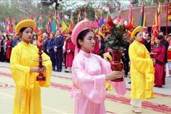 The Mother Au Co Temple Festival opens in Hien Luong commune, Ha Hoa district, Phu Tho province, with a ritual honouring the guardian deity at the local communal house. (Photo: VNA)