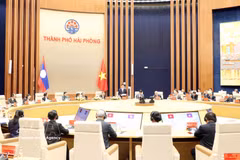 The 7th expanded conference of justice agencies of Vietnamese and Lao border provinces is held in the northern port city of Hai Phong on June 17, 2026. (Photo: VNA)