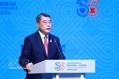 Prime Minister Le Minh Hung addresses the opening session of the ASEAN-Russia Business Forum in Kazan, Russia on June 17. (Photo: VNA)