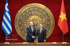 National Assembly (NA) Vice Chairman Nguyen Duc Hai (R) meets with First Vice President of the Hellenic Parliament Ioannis Plakiotakis in Hanoi on March 2 (Photo: VNA)