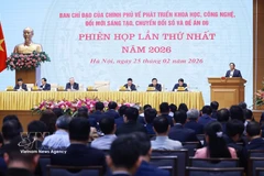 Prime Minister Pham Minh Chinh, head of the Government’s Steering Committee on science and technology development, innovation and digital transformation and Project 06, chairs the committee’s first meeting of 2026 on February 25. (Photo: VNA)