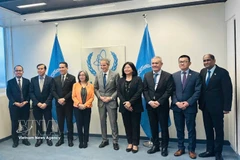 Director General of the International Atomic Energy Agency (IAEA) Rafael Grossi (centre) poses for a group photo with ambassadors and heads of missions of ASEAN countries in Vienna. (Photo: VNA)