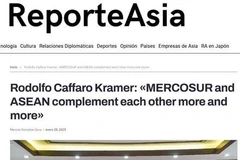 Screenshot of the article on the interview Global President of Mercosur-ASEAN Chamber of Commerce Rodolfo Caffaro Kramer grants to ReporteAsia (Photo: VNA)