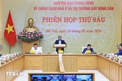 PM Pham Minh Chinh speaks at the sixth session of the Central Steering Committee for Housing and Real Estate Market Policies on February 26. (Photo: VNA)