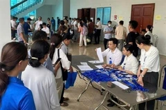 People line up to register for land auctions in Hoai Duc district, Hanoi. (Photo: VNA)