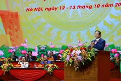 Prime Minister Pham Minh Chinh addresses the closing session of the first Government Party Congress (Photo: VNA)
