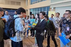 Tourists land in Indonesia following the flight (Photo: VNA)