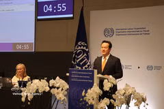 Ambassador Mai Phan Dung, Permanent Representative of Vietnam to the United Nations Office in Geneva, addresses the plenary discussion of the 114th session of the International Labour Conference (ILC114) of the International Labour Organisation (ILO) on June 8. (Photo: VNA)