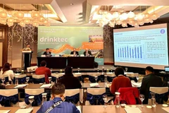 Chairman of the Vietnam Beer, Alcohol and Beverage Association (VBA) Nguyen Van Viet speaks at a press conference to introduce Drinktec2025. (Photo: VNA)