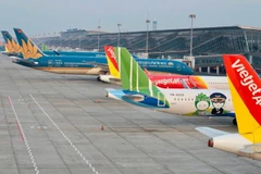 Aircraft of Vietnamese airlines at Noi Bai International Airport. (Photo: VietnamPlus)