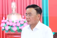 Politburo member and Standing Member of the Party Central Committee’s Secretariat Tran Cam Tu speaks at the working session with the committee’s Inspection Commission. (Photo: VNA)