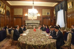 The meeting between the Vietnamese delegation and representatives of the lower house of Japan (Photo: VNA)