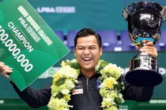 Nguyen Tran Thanh Tao celebrates winning the PBA-LPBA Championship 2026/27. (Photo: News1)