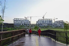 Buildings are under construction in Indonesia's new capital Nusantara. (Photo: Xinhua/VNA) 