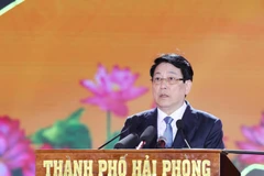 State President Luong Cuong speaks at the ceremony to mark the 70th anniversary of Liberation Day of Hai Phong (Photo: VNA)