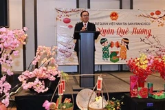 Consul General of Vietnam in San Francisco Hoang Anh Tuan speaks at a meeting with overseas Vietnamese on the occasion of the Lunar New Year. (Photo: VNA)
