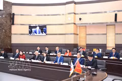 Representatives from four Vietnamese educational establishments at the working session (Photo: VNA)