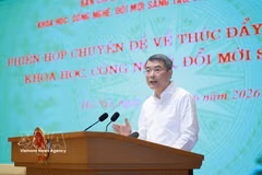 Prime Minister Le Minh Hung speaks at the hybrid thematic meeting of the Government’s Steering Committee on science-technology development, innovation, digital transformation and Project 06 on June 23. (Photo: VNA)