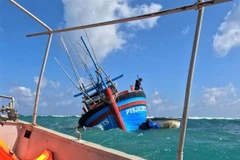 Vessel PY 92628TS is stranded and unable to rectify the situation. (Photo: VNA)