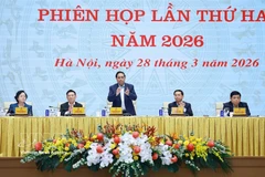 Prime Minister Pham Minh Chinh (centre) speaks at the meeting (Photo: VNA)