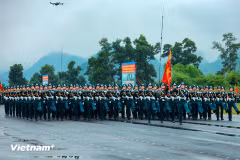 The joint rehearsal for the parade marking the 80th anniversary of the August Revolution and National Day takes place at National Military Training Centre No. 4 on August 16, 2025. (Photo: VietnamPlus)