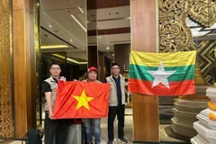 Three staff members of the Department of Dyke Management and Disaster Prevention set off to join rescue efforts in Myanmar. (Photo: tienphong.vn)