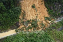 The Khanh Le Pass in Khanh Hoa province has experienced a significant landslide. (Photo: VNA)