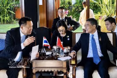 Vietnamese Prime Minister Le Minh Hung (R) meets with Thai Prime Minister Anutin Charnvirakul on May 8 as part of his trip to attend the 48th ASEAN Summit in Cebu, the Philippines. (Photo: VNA)