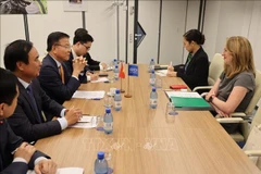 Deputy Prime Minister Le Thanh Long (second, left) meets with Amy Pope, Director General of the International Organisation for Migration on July 30. (Photo: VNA)