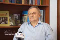 Dr Anatoly Sokolov from the Oriental Research Institute under the Russian Academy of Sciences in an interview with the Vietnam News Agency (VNA)'s correspondent in Russia. (Photo: VNA)