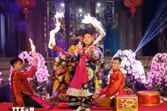 A practitioner in a hau dong trance ritual performance. (Photo: VNA)
