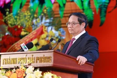 Prime Minister Pham Minh Chinh addresses the ceremony in Hai Phong city on June 30. (Photo: VNA)