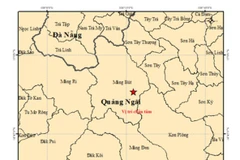 Map of earthquake epicentre in Mang But commune, Quang Ngai province. 