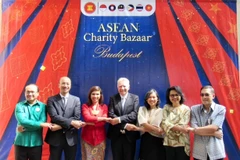 Vietnamese Ambassador to Hungary Bui Le Thai (second, left) poses for a group photo with Deputy Speaker of the Hungarian National Assembly Istvan Jakab (centre) and other ambassadors of ASEAN countries (Photo: VNA)
