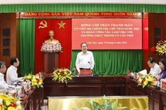 NA Chairman Tran Thanh Man speaks at the meeting (Photo: VNA)