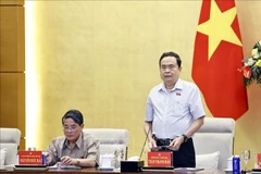 National Assembly Chairman Tran Thanh Man speaks at the conference between the Standing Board of the NA's Party Committee and heads of NA deputies' delegations of provinces and centrally-run cities on May 4. (Photo: VNA