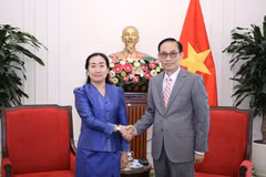 Minister of Foreign Affairs Le Hoai Trung (R) and Cambodian Ambassador to Vietnam Touch Sopharath (Photo: MoFA)