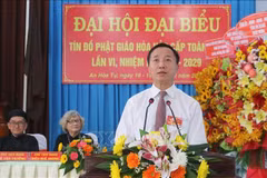 Chairman of the Government Committee for Religious Affairs Vu Hoai Bac speaks at the sixth national congress of the Hoa Hao Buddhism. (Photo: VNA)