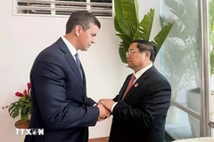 Prime Minister Pham Minh Chinh (right) meets with Paraguayan President Santiago Pena on the sidelines of G20 Summit in Rio de Janeiro, Brazil in November 2024. (Photo: VNA)