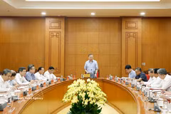 Party General Secretary and State President To Lam chairs a working session in Hanoi on June 15, 2026, to provide comments on the draft strategy for the Party’s ideological work in the context of digital transformation. (Photo: VNA)