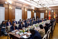 An overview of the talks between General Secretary of the Communist Party of Vietnam Central Committee and State President To Lam, and Sri Lankan President Anura Kumara Dissanayake. (Photo: VNA)