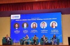 Panelists discuss issues related to ASEAN as a middle class society in the ASEAN Economic Opinion Leaders Conference themed “Outlook for 2025” held in Kuala Lumpur on January 8 (Photo: VNA)