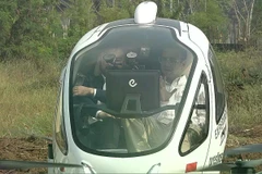 Public figure Raffi Ahmad (right) becomes the first passenger to try out the EHang 216-S flying taxi in the PIK 2 area, Tangerang, Banten, on June 25, 2025. (Photo: en.antaranews.com). 