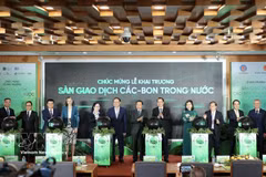 Delegates perform the ceremonial launch of Vietnam’s domestic carbon exchange in Hanoi on June 29, 2026. (Photo: VNA)